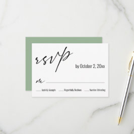 Tarjeta De Confirmación De Asistencia Moderno Simple Elegante Verde Salvia Atrás Boda