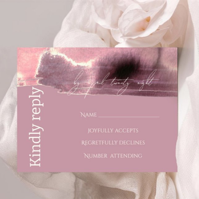 Tarjeta De Confirmación De Asistencia Moderno, simple Rosa de Mauve Dusty (Subido por el creador)