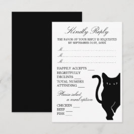 Tarjeta De Confirmación De Asistencia Moderno y capataz Boda negro de gato