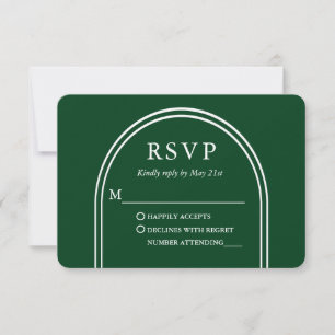 Tarjeta De Confirmación De Asistencia Moderno y elegante Arco Boda Verde