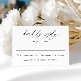 Tarjeta De Confirmación De Asistencia Moderno y elegante Boda de caligrafía negra