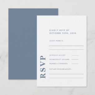 Tarjeta De Confirmación De Asistencia Moderno y elegante Boda Dusty Blue Simple