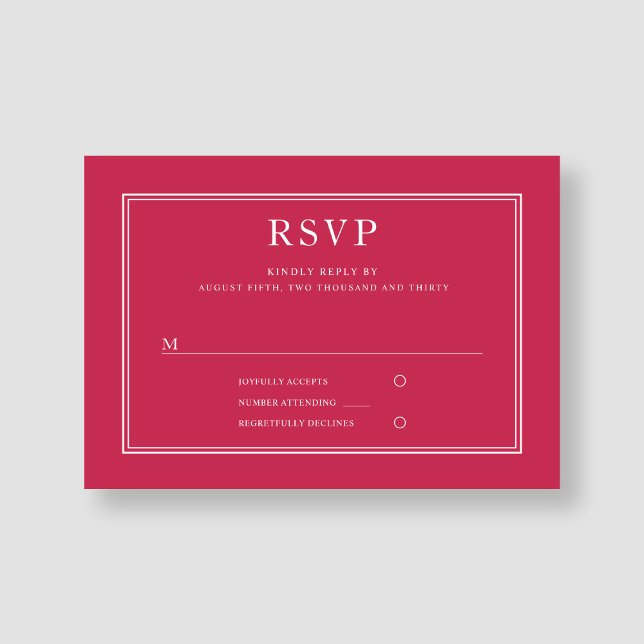 Tarjeta De Confirmación De Asistencia Moderno y elegante Boda magenta formal (Modern Elegant Formal Magenta Wedding RSVP Card)