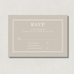 Tarjeta De Confirmación De Asistencia Moderno y elegante matrimonio formal Taupe Beige R