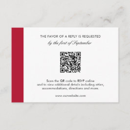 Tarjeta De Confirmación De Asistencia Moderno y minimalista Boda de código QR rojo