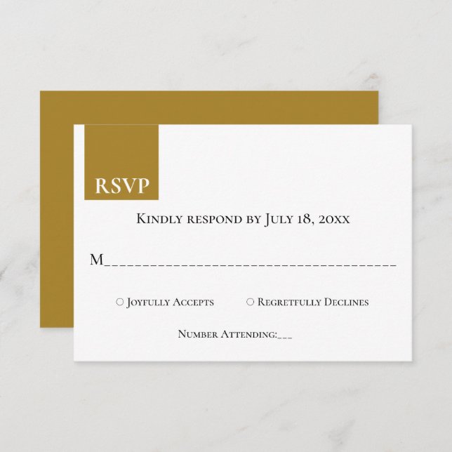 Tarjeta De Confirmación De Asistencia Moderno y sencillo monograma beige oscuro elegante (Anverso / Reverso)