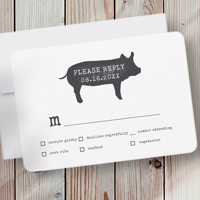 Tarjeta De Confirmación De Asistencia Moderno y simple Boda rural rural rústico (Subido por el creador)