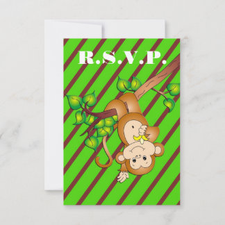 Tarjeta De Confirmación De Asistencia Mono alrededor de la tarjeta Baby Shower R.S.V.P -