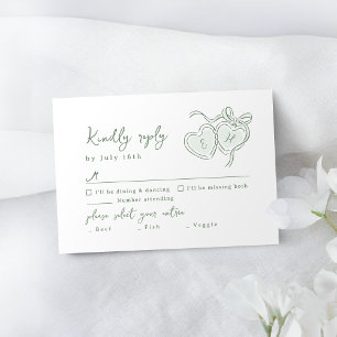 Tarjeta De Confirmación De Asistencia Monograma caprichoso de bodas con corazones dibuja