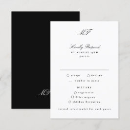 Tarjeta De Confirmación De Asistencia Monograma clásico Boda blanco negro