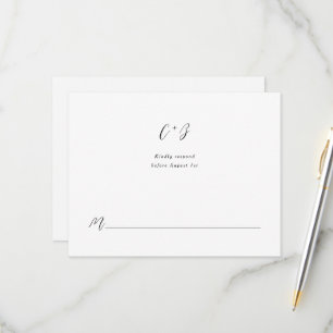 Tarjeta De Confirmación De Asistencia Monograma de caligrafía de nueva elegancia