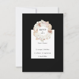 Tarjeta De Confirmación De Asistencia Monograma elegante elegante Pampas Wreath Onyx Bla