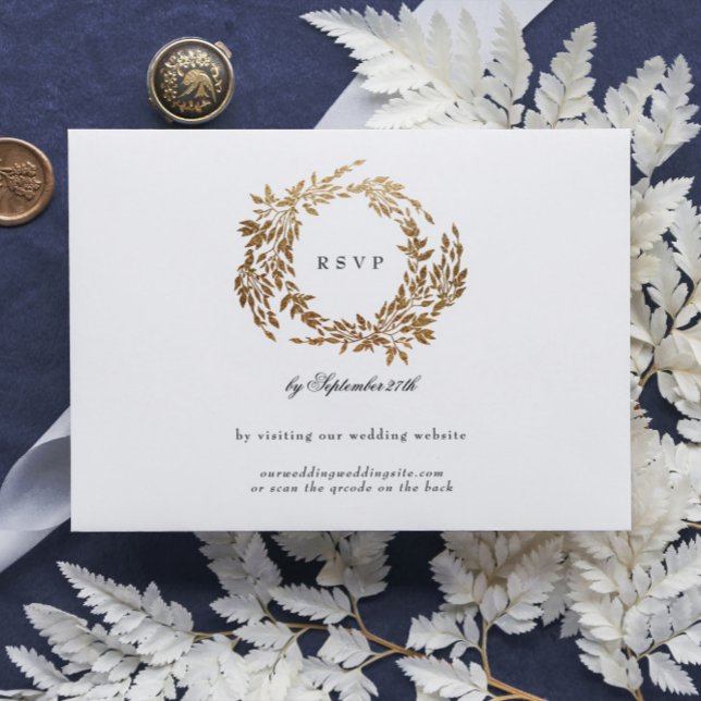 Tarjeta De Confirmación De Asistencia Monograma Escudo Classic Elegant Wedding CÓDIGO QR (Subido por el creador)