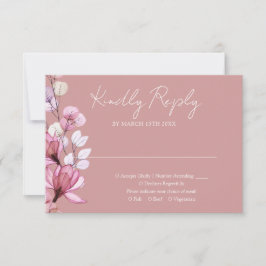 Tarjeta De Confirmación De Asistencia Monograma Floral Transparente Rosa Boda