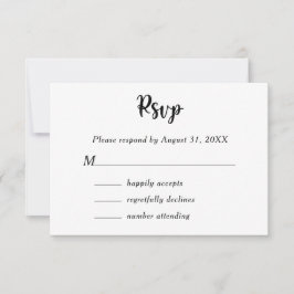 Tarjeta De Confirmación De Asistencia Monograma froral blanco negro nombre de pareja