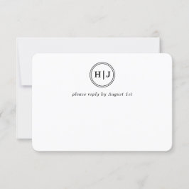 Tarjeta De Confirmación De Asistencia Monograma moderno Boda blanco y negro