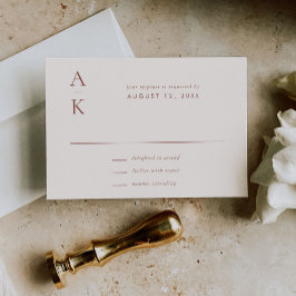 Tarjeta De Confirmación De Asistencia Monograma moderno crema marrón monograma tierra Bo