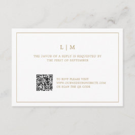 Tarjeta De Confirmación De Asistencia Monograma simple de oro antiguo Boda de código QR