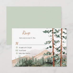 Tarjeta De Confirmación De Asistencia Montañas rusticas Selva Pino Árboles de Pino