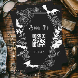 Tarjeta De Confirmación De Asistencia Moody Black Gothic Boda QR Code Website