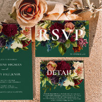 Moody Burgundy Emerald Winter Boda Floral