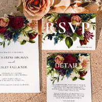 Moody Burgundy Winter Boda Floral