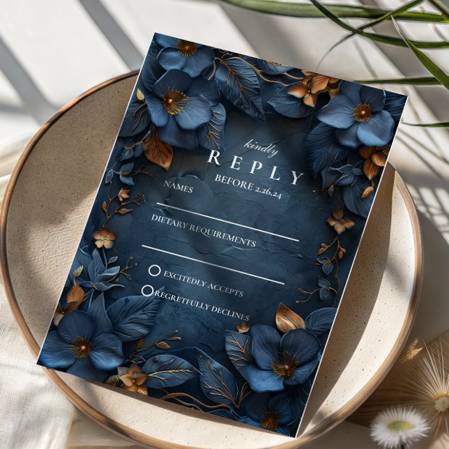 Tarjeta De Confirmación De Asistencia Moody Copper Floral Wedding (Subido por el creador)