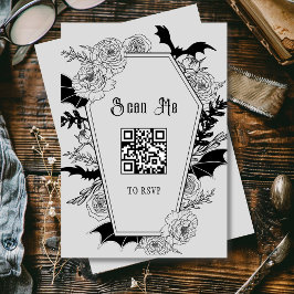 Tarjeta De Confirmación De Asistencia Moody Gothic Boda Gris Sitio Web del Código QR