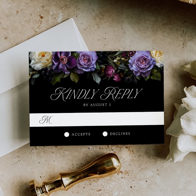 Tarjeta De Confirmación De Asistencia Moody Gothic Floral Boda (Subido por el creador)