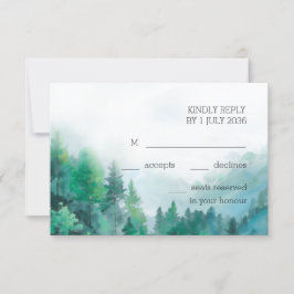 Tarjeta De Confirmación De Asistencia Moody Green and White Watercolor Forest Boda