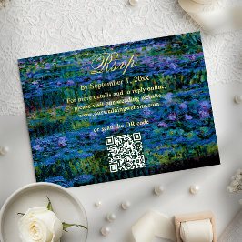 Tarjeta De Confirmación De Asistencia Moody Jewel Tone Water Lilies Wedding Website QR