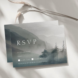 Tarjeta De Confirmación De Asistencia Moody Mountain Dark Aesthetic Woodland Boda