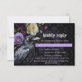 Tarjeta De Confirmación De Asistencia Moody Purple Gothic Garden Crow | Opciones de la c