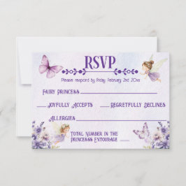 Tarjeta De Confirmación De Asistencia Morado Fairy Watercolor Floral Cumpleaños