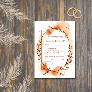 Tarjeta De Confirmación De Asistencia moreno abstracto rústico Boho Watercolor wreath