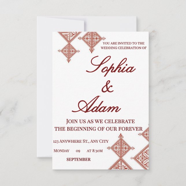 Tarjeta De Confirmación De Asistencia Moroccan Berber Pattern Wedding Invitation (Anverso)