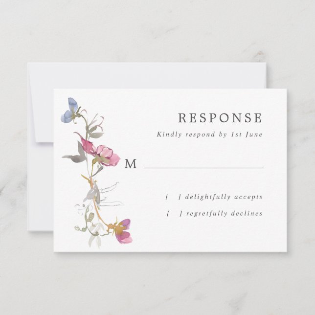 Tarjeta De Confirmación De Asistencia Morple Sweet Pea Boda (Anverso)