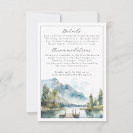 Tarjeta De Confirmación De Asistencia Mountain Lake Watercolor Forest Trees Save the Dat