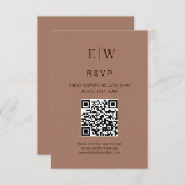 Tarjeta De Confirmación De Asistencia Mousse elegante mocha simple con Boda monograma