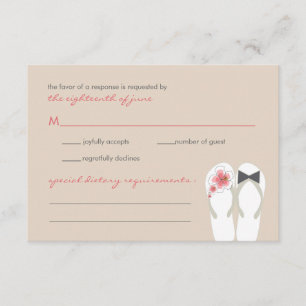 Tarjeta De Confirmación De Asistencia Mr & Mrs Summer Flip Flops Beach Wedding Tarjeta R