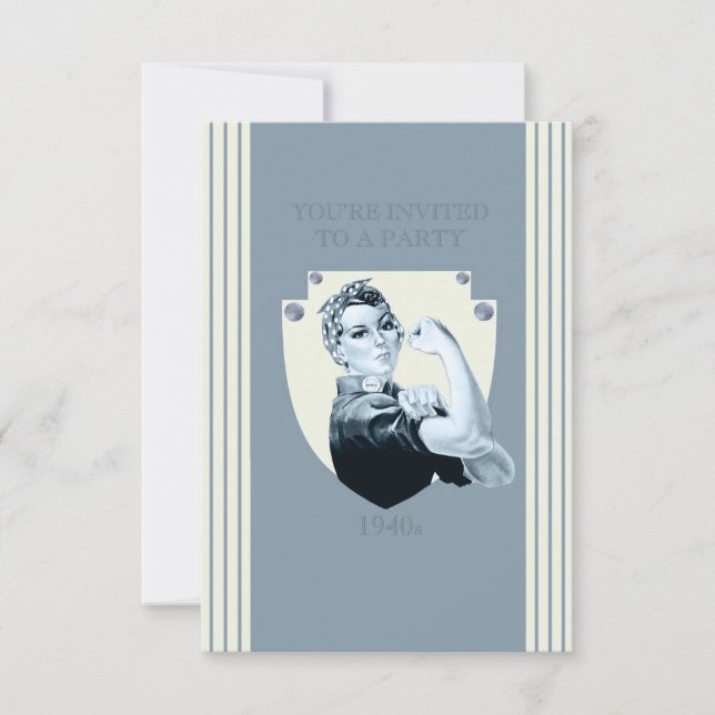 Tarjeta De Confirmación De Asistencia Mujer patriótica retro de los años 1940 (Anverso)