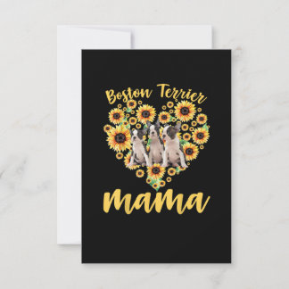 Tarjeta De Confirmación De Asistencia Mujeres girasoles Boston Terrier Mama Dog Lover
