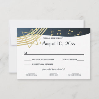 Tarjeta De Confirmación De Asistencia Music Bar Mitzvah Gold Response