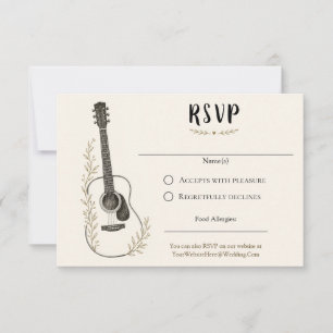 Tarjeta De Confirmación De Asistencia Música de Guitarra Colores Neutros Boda