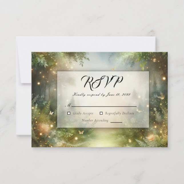 Tarjeta De Confirmación De Asistencia Mystic Forest Meadow Magic (Anverso)