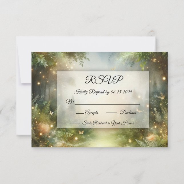 Tarjeta De Confirmación De Asistencia Mystic Forrest Meadow Magic (Anverso)