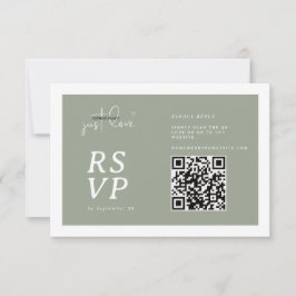 Tarjeta De Confirmación De Asistencia Nada elegante, solo amor Verde Salvia código QR RS