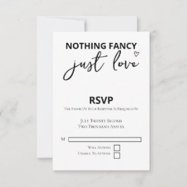 Tarjeta De Confirmación De Asistencia Nada Fancy Just Love Minimalista Boda