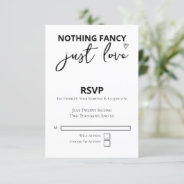 Tarjeta De Confirmación De Asistencia Nada Fancy Just Love Minimalista Boda