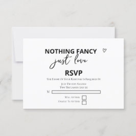 Tarjeta De Confirmación De Asistencia Nada Fancy Just Love Minimalista Boda